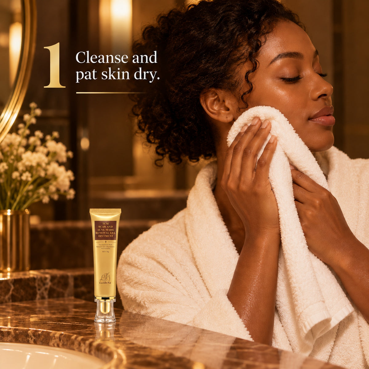 Step 1: cleanse and pat skin dry