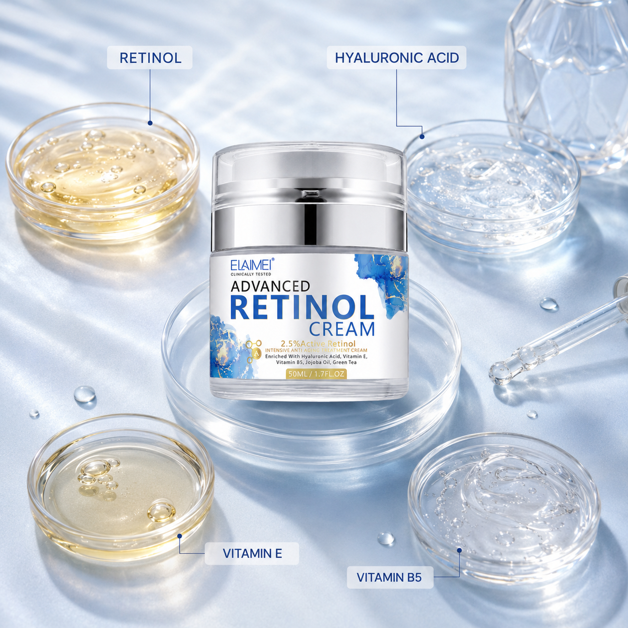 Advanced Retinol Cream with Retinol, Hyaluronic Acid, Vitamin E and Vitamin B5