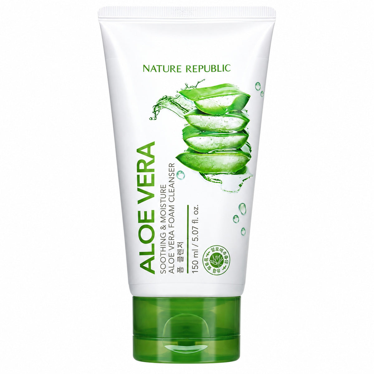 Nature Republic Soothing & Moisture Aloe Vera Foam Cleanser 150 ml tube on white