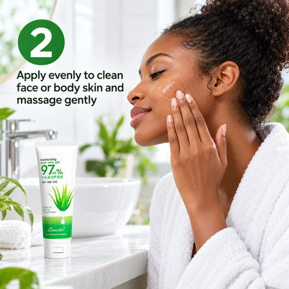 How to use step 2: apply the aloe gel evenly to clean skin and massage gently