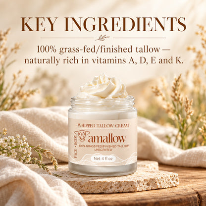 Key ingredient: 100% grass-fed/finished tallow, naturally rich in vitamins A, D, E and K