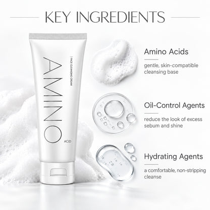 Key ingredients: amino acids, oil-control agents and hydrating agents