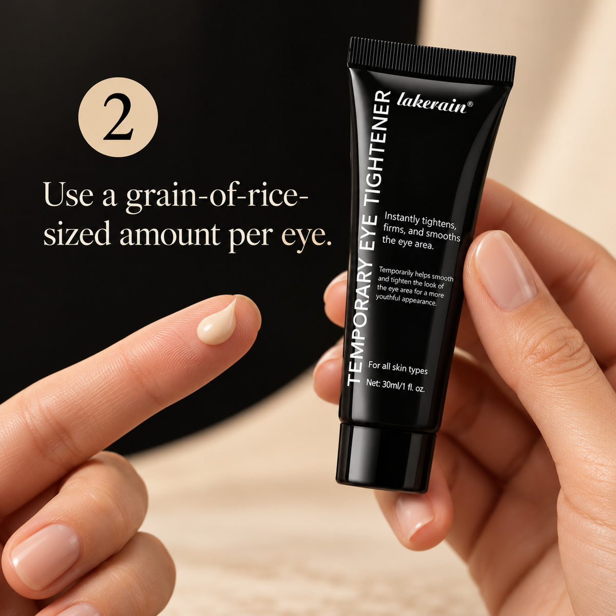 Step 2: use a grain-of-rice-sized amount per eye