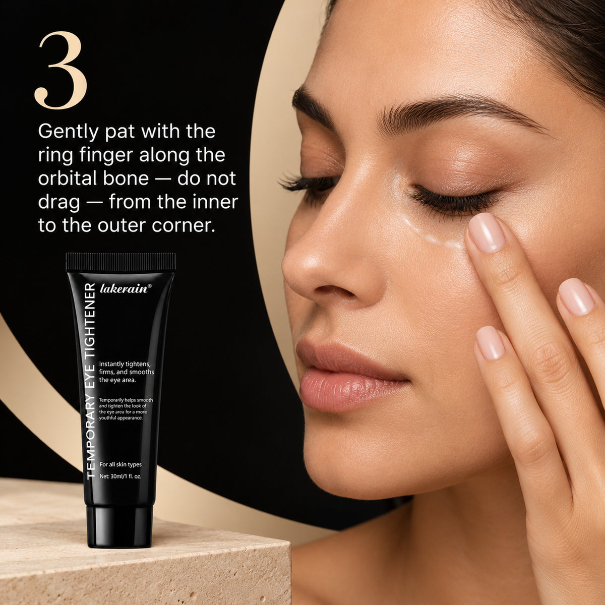 Step 3: pat gently with the ring finger along the orbital bone