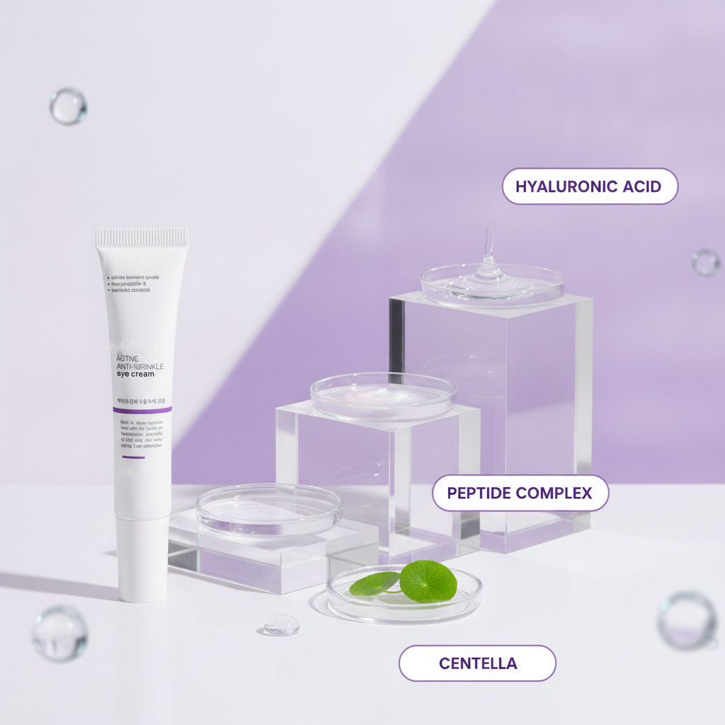 Hydrating Anti-Wrinkle Eye Cream — ingredient story: hyaluronic acid, peptide complex, centella