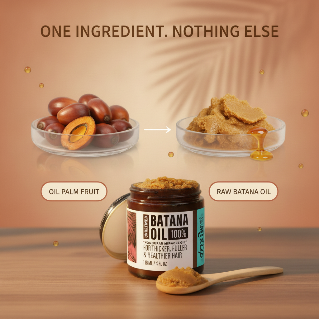 Unrefined Batana Oil — ingredient story: oil palm fruit pressed into raw batana oil