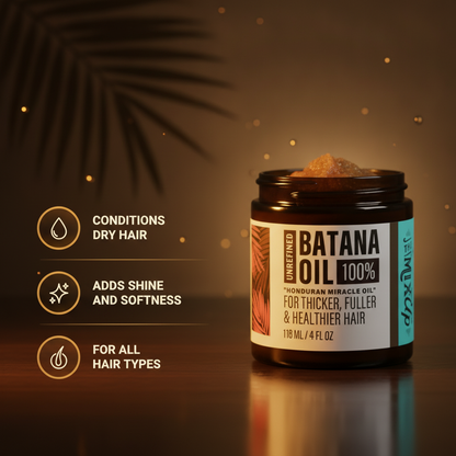 Unrefined Batana Oil — key benefits at a glance graphic