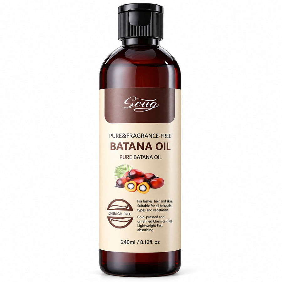 Soug Pure & Fragrance-Free Batana Oil 240 ml amber bottle on white