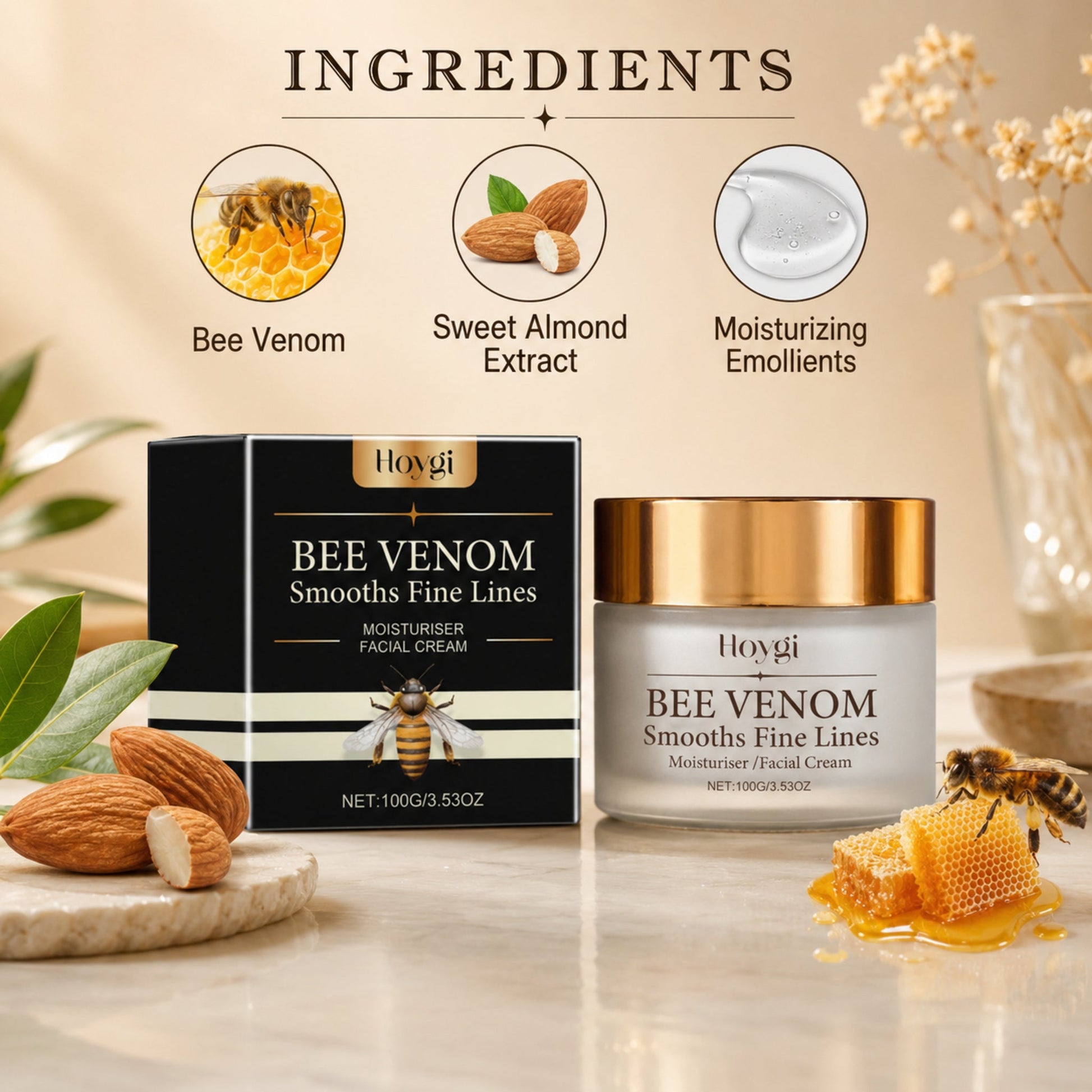 Bee Glow Anti-Wrinkle Face Cream – Firming & Rejuvenating, 100g — verified ingredient, formula, or material story
