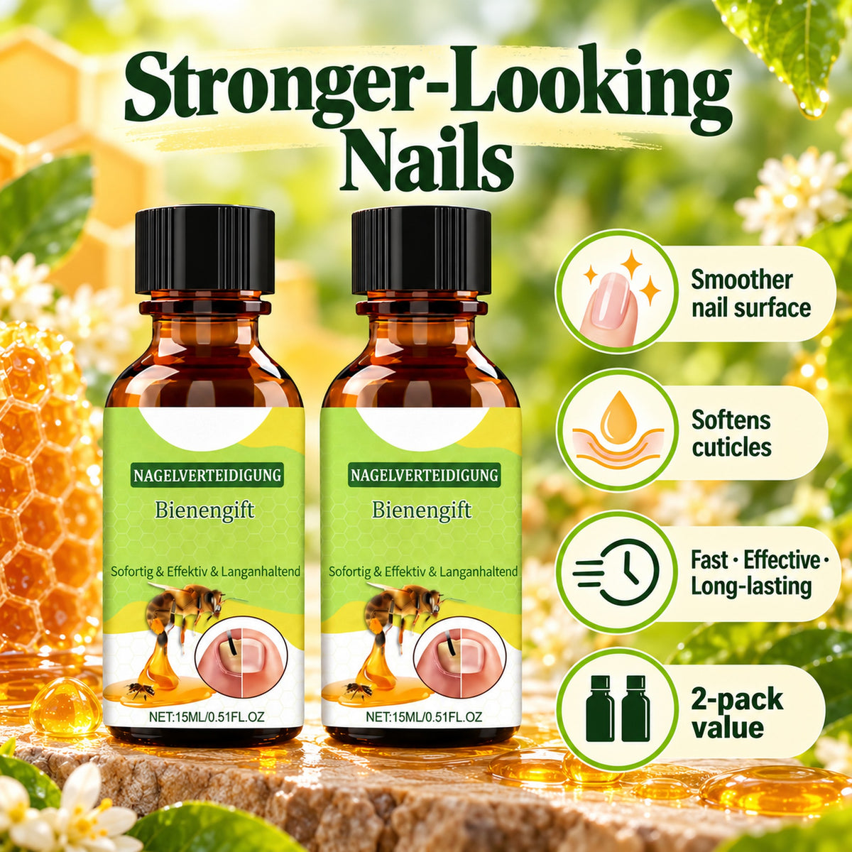 Stronger-looking nails – smoother nail surface, softens cuticles, fast, effective, long-lasting, 2-pack value