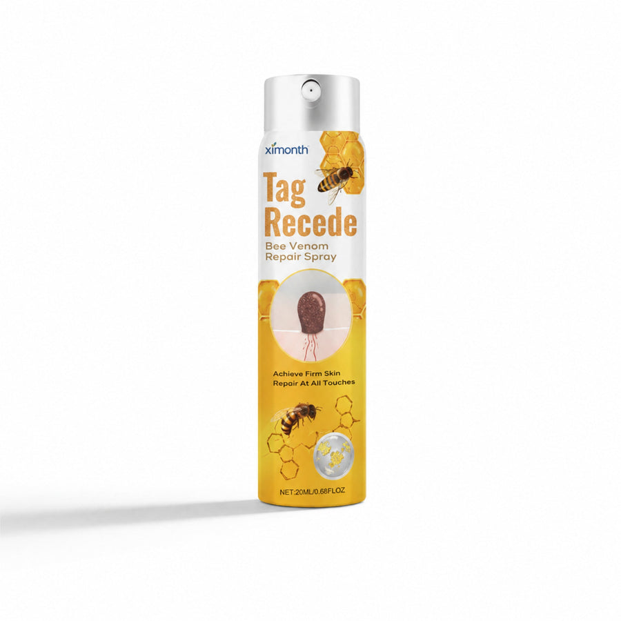 Bee Venom Targeted Topical Skin Repair Spray — centered hero on white with lower-left studio shadow