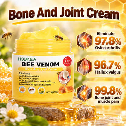 HOUKEA Bee Venom Bone And Joint Cream label claims: Eliminate 97.8% Osteoarthritis, 96.7% Hallux valgus, 99.8% Bone joint and muscle pain