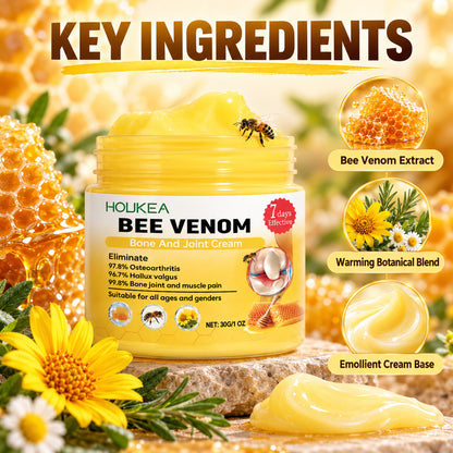 Key ingredients of the bee venom warming cream: bee venom extract, warming botanical blend and emollient cream base