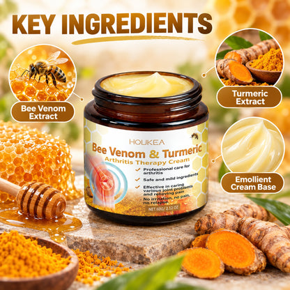 Key ingredients: bee venom extract, turmeric extract and emollient cream base