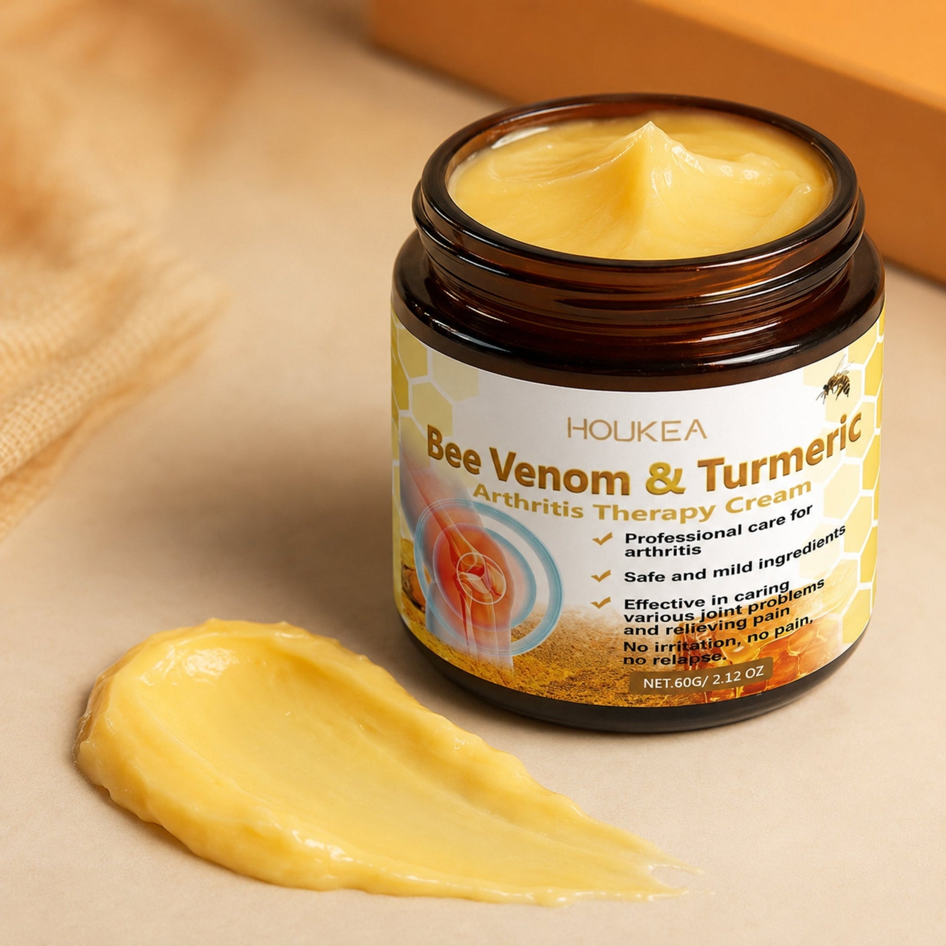 Bee Venom & Turmeric Topical Warming Body Cream – Soothing Formula, 60g — premium texture and product detail