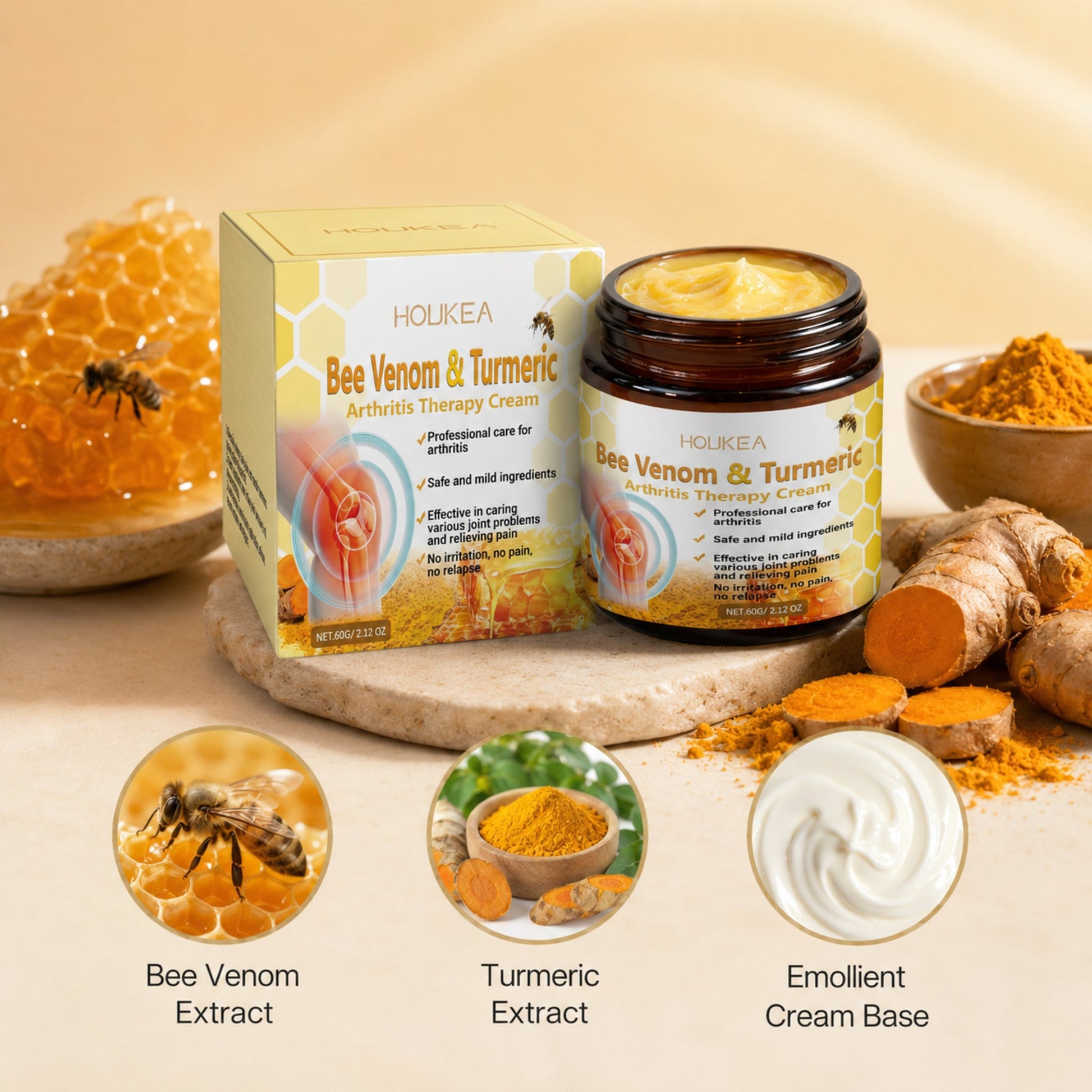 Bee Venom & Turmeric Topical Warming Body Cream – Soothing Formula, 60g — verified ingredient and formula story