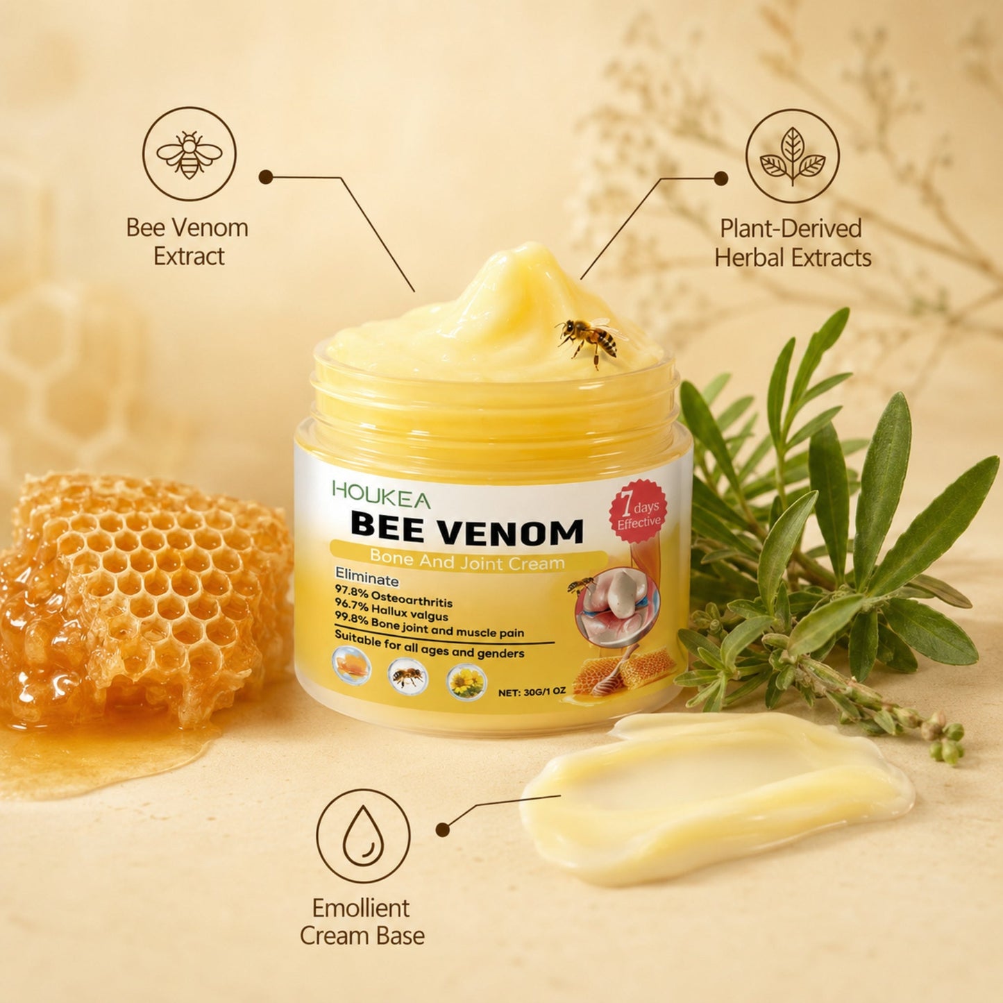 Bee Venom Warming Body Massage Cream formula and ingredient categories
