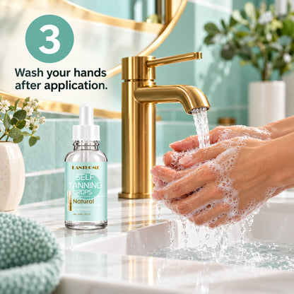 Step 3: wash your hands after applying the self tanning drops