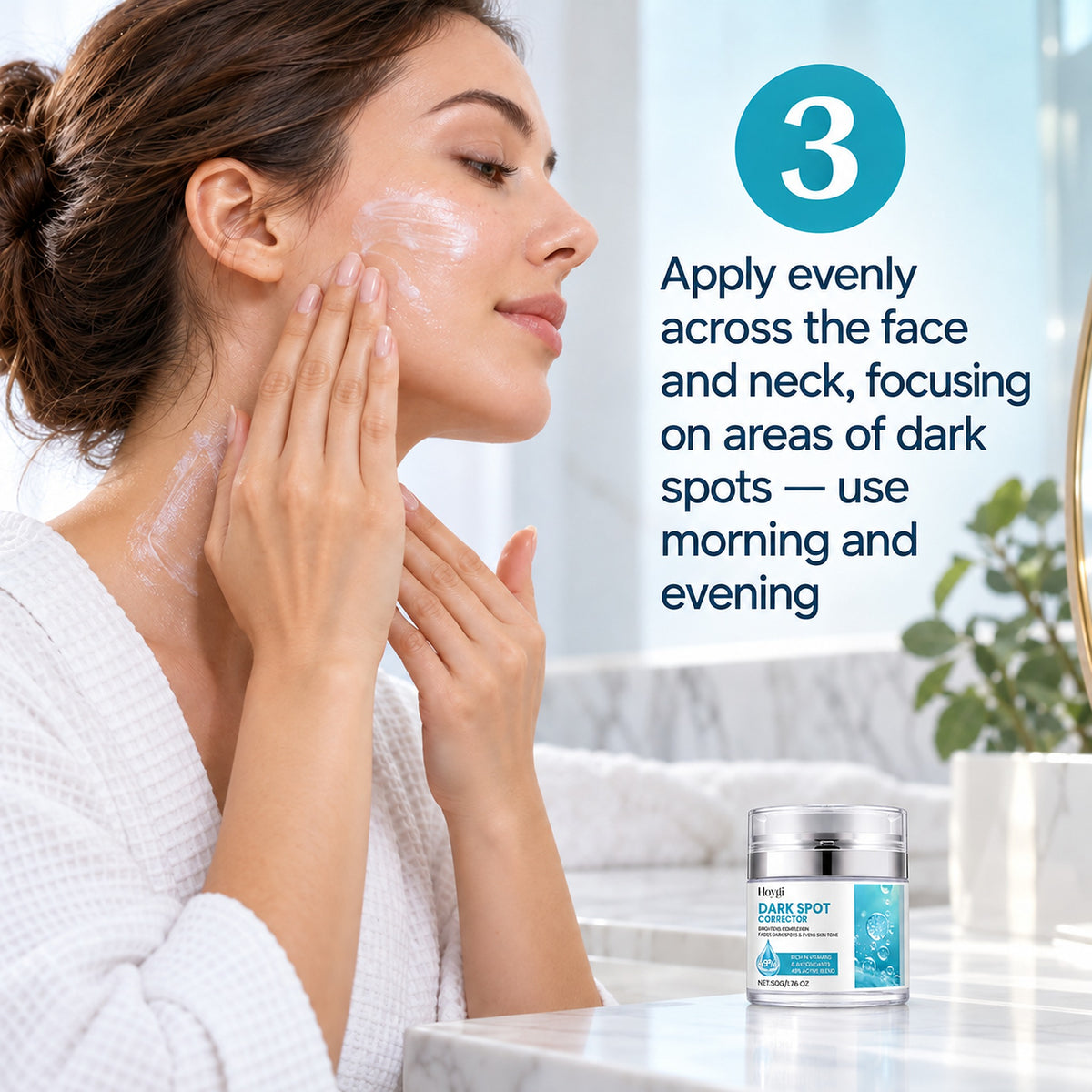 How to use step 3: apply evenly across the face and neck, morning and evening