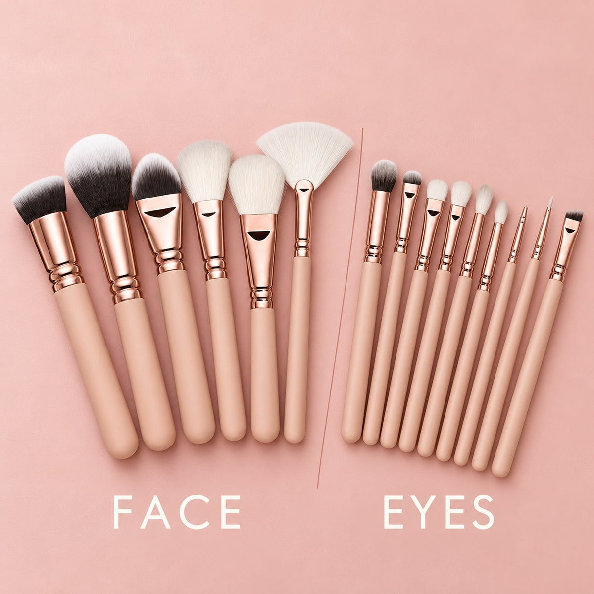 Brush guide: 6 face brushes and 9 eye brushes in the 15-piece set