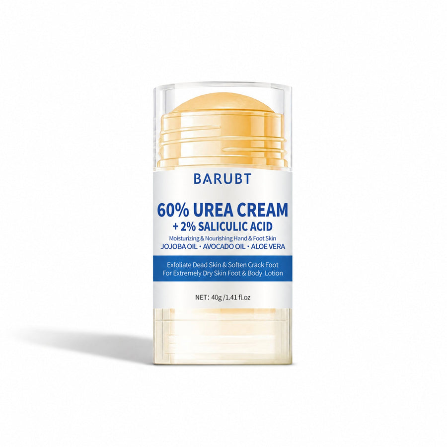 60% Urea Foot Cream centered on white with directional studio shadow