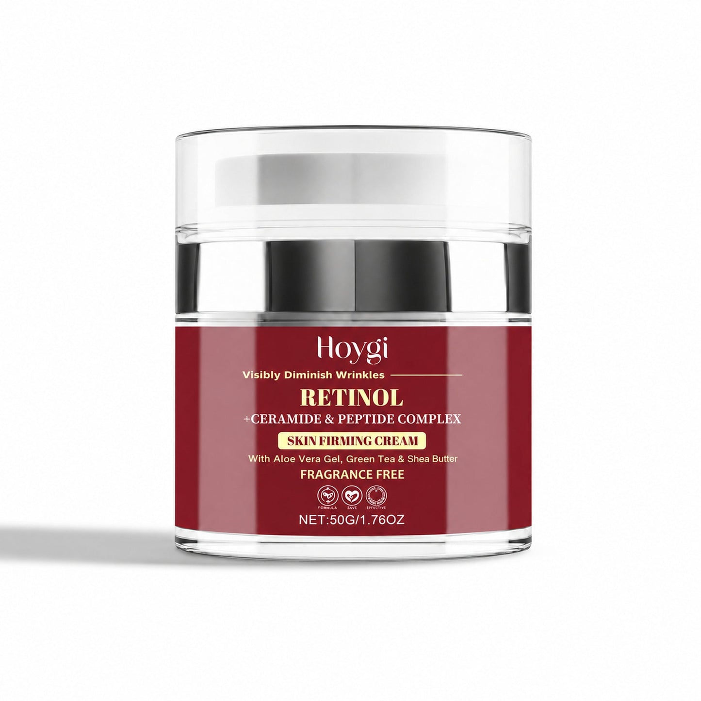 Retinol Ceramide Cream centered on white with directional studio shadow