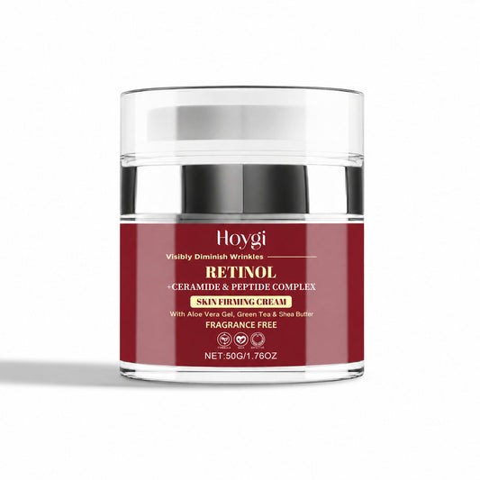Retinol Ceramide Cream centered on white with directional studio shadow