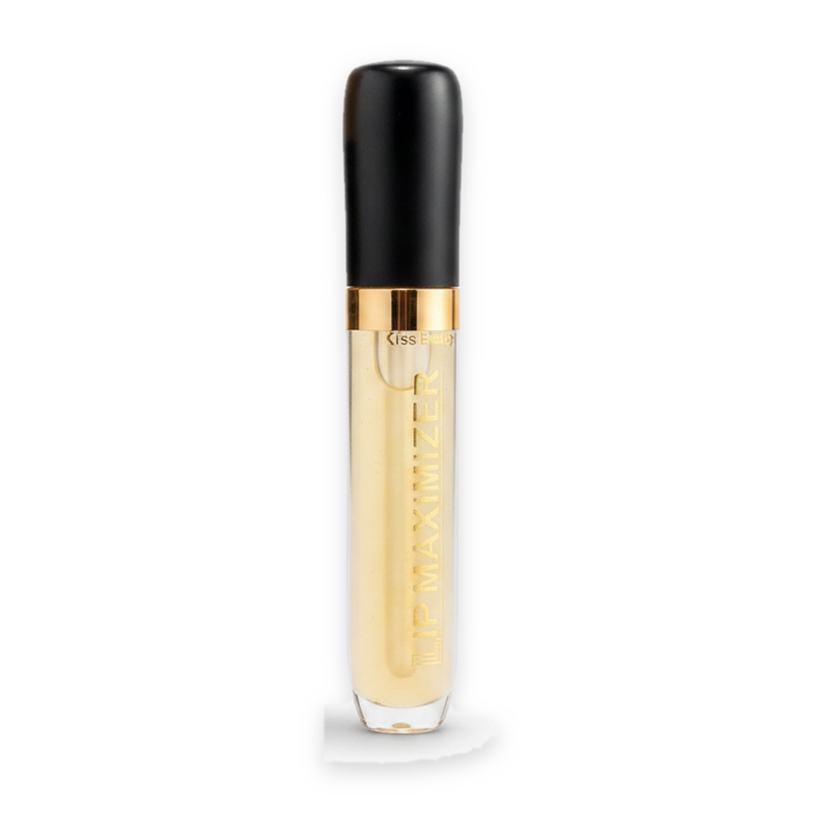 Kiss Beauty Lip Maximizer glossy lip oil tube centered on a pure white background with a soft studio shadow
