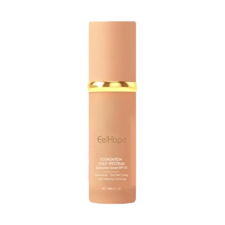 Light Spectrum Foundation Serum SPF 38 bottle centered on a pure white background