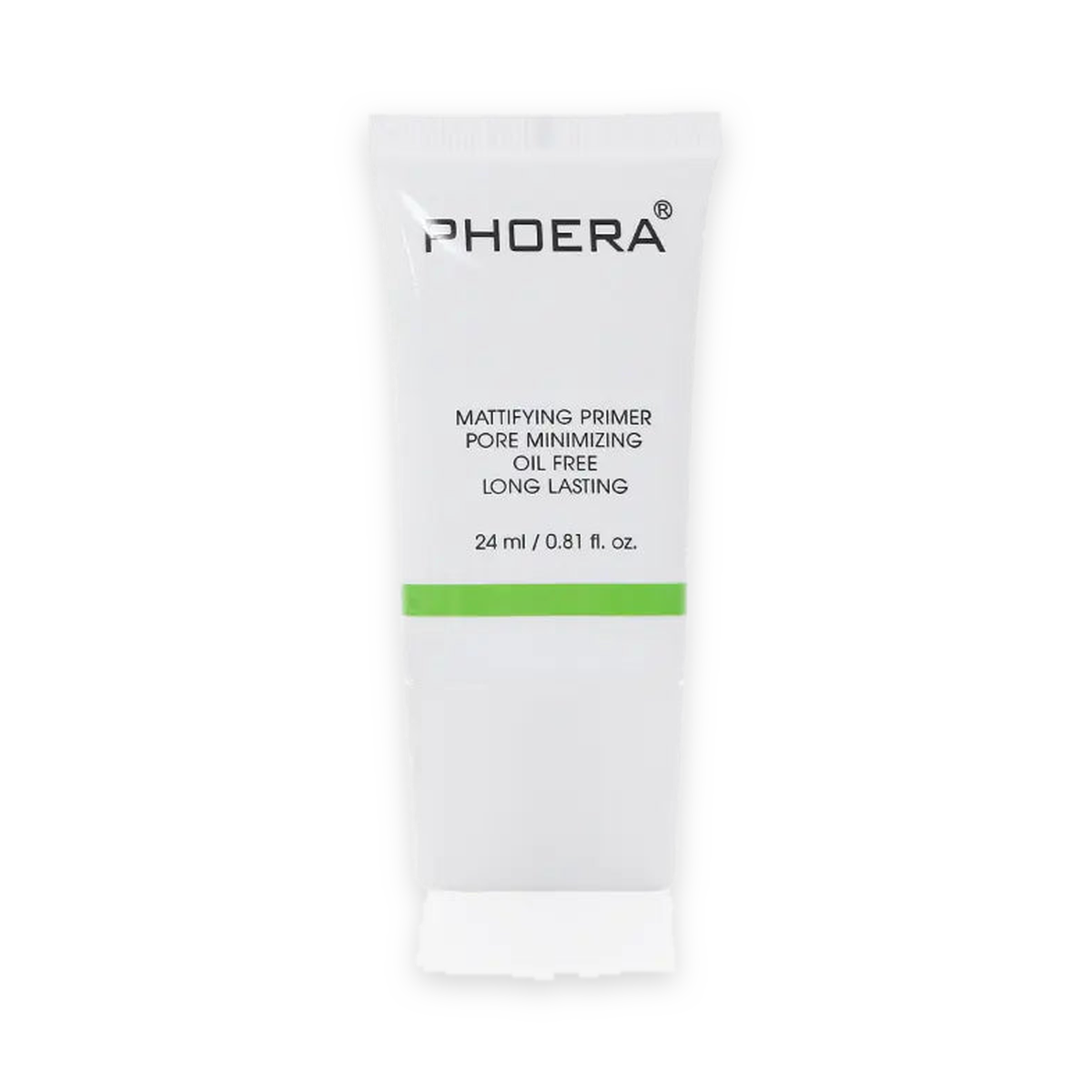 PHOERA Mattifying Primer 24ml tube centered on a pure white background with a soft studio shadow