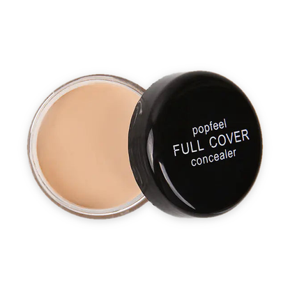 popfeel Full Cover Concealer jar centered on a pure white background with a soft studio shadow
