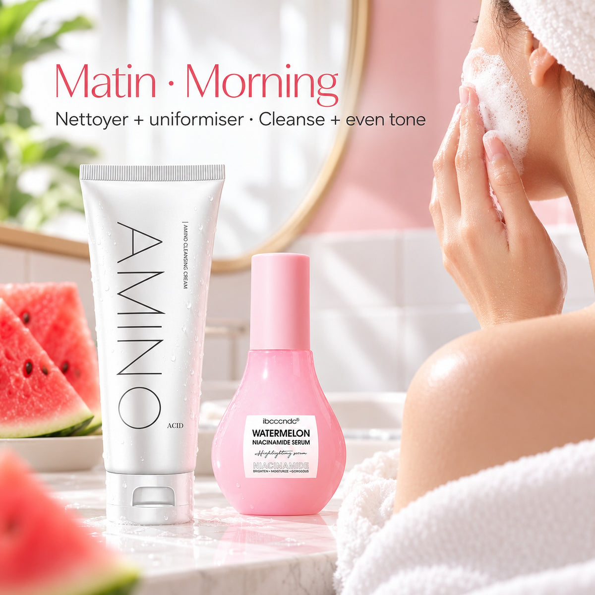 Matin / Morning: nettoyer et uniformiser / cleanse and even tone