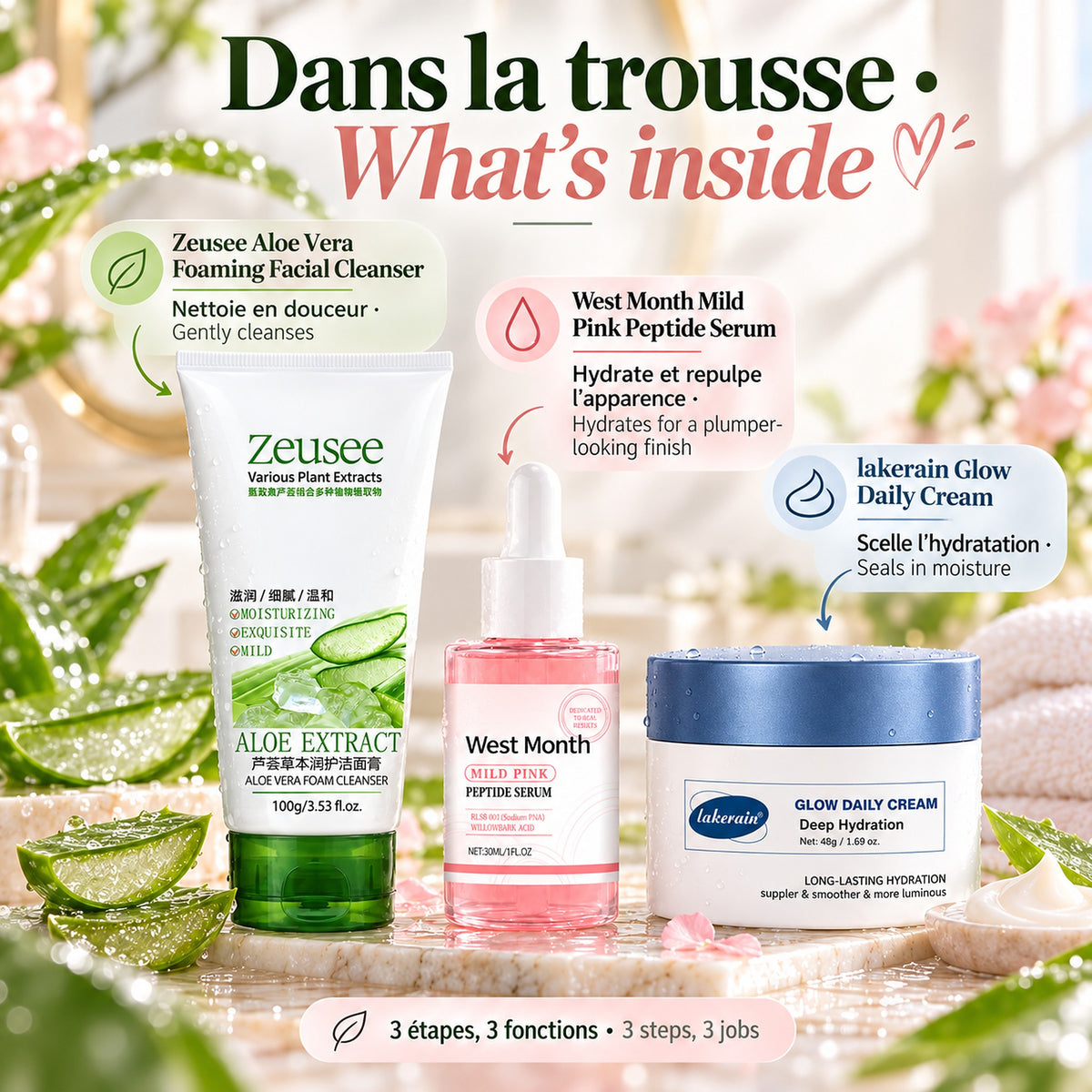 Dans la trousse / What's inside the Glow Routine