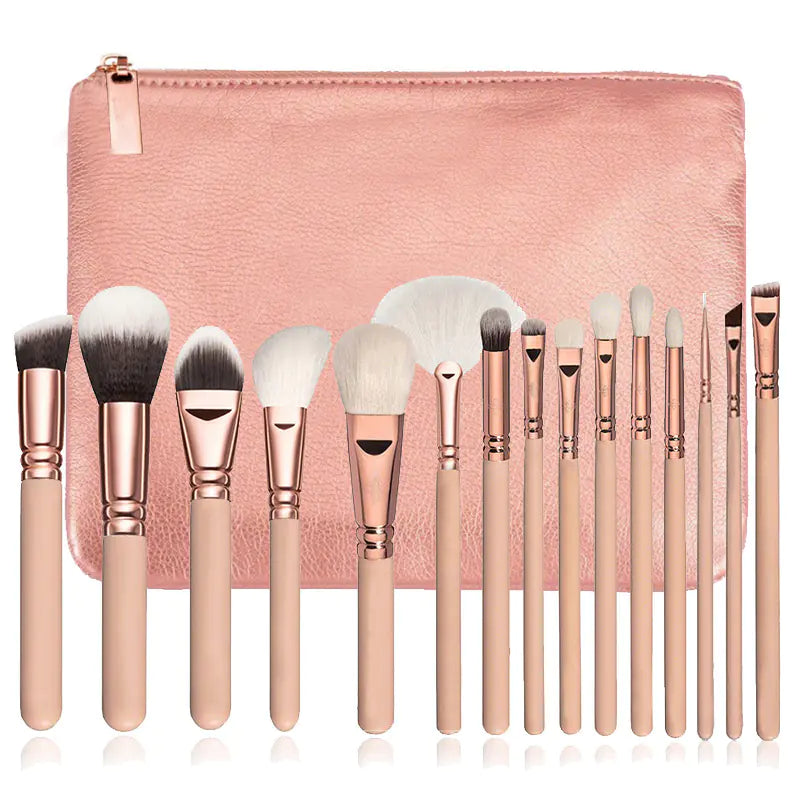 15-Piece Premium Makeup Brush Set – Pink & Rose Gold, Soft Synthetic Bristles with Storage Ba Canvia
