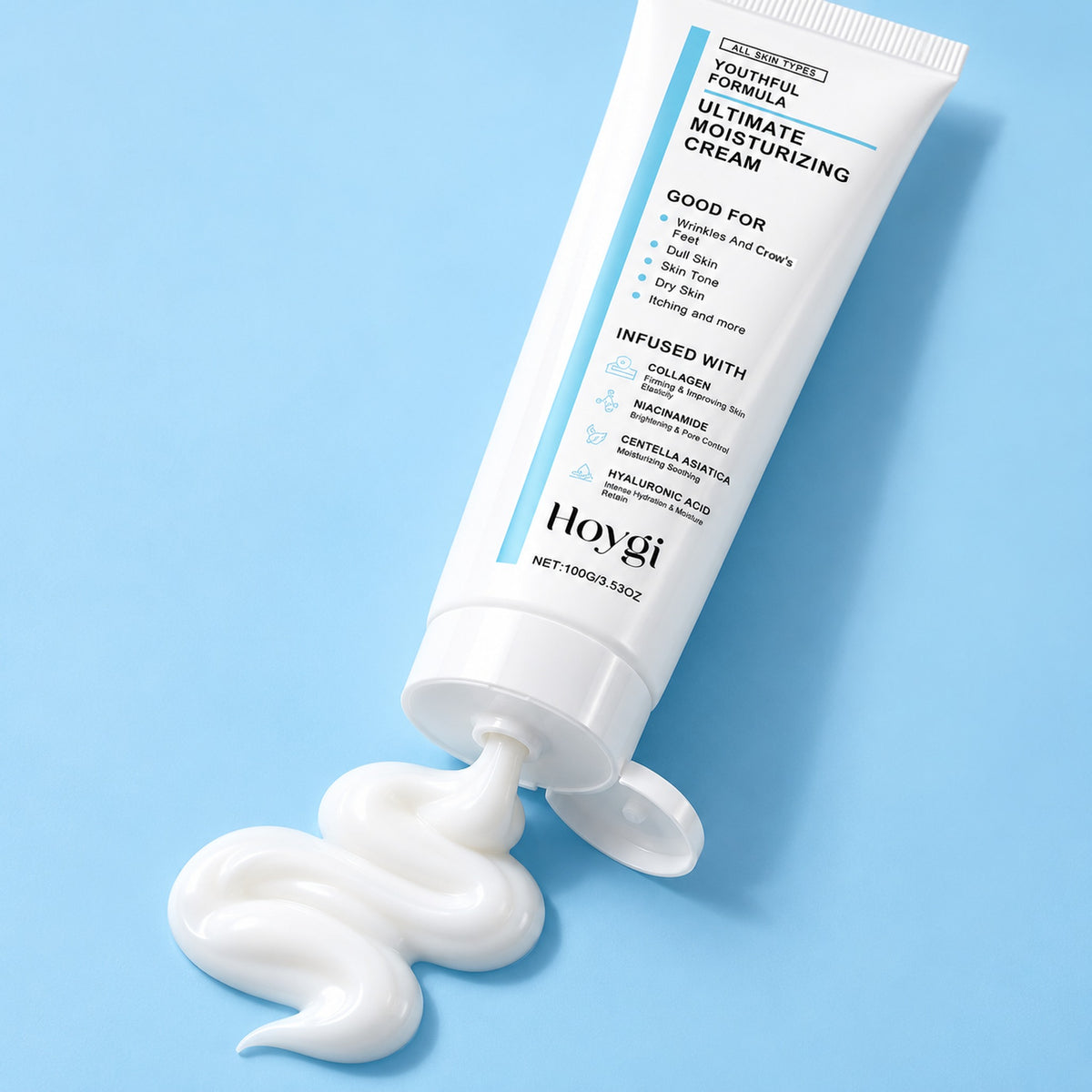 Rich white cream texture squeezed from the Hoygi tube