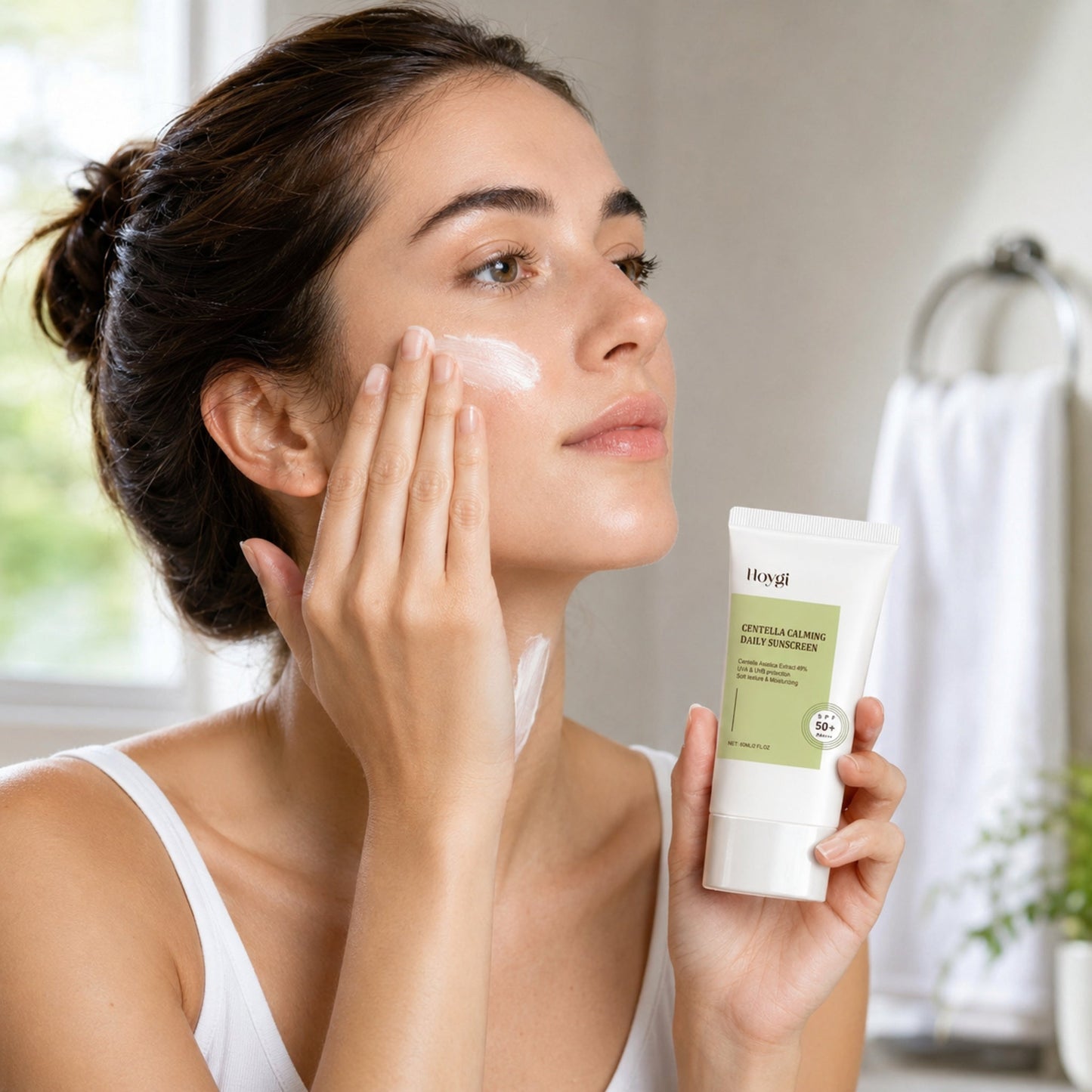 Centella Calming Daily Sunscreen – Hydrating Broad Spectrum SPF — realistic lifestyle in-use scene