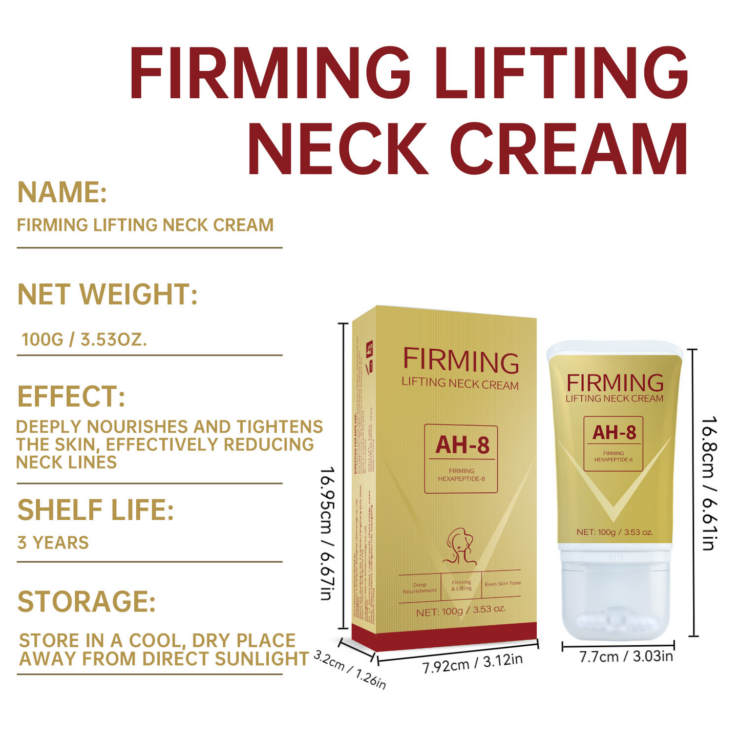 Firming Lifting Neck Cream – AH-8 Hexapeptide Formula, 100g