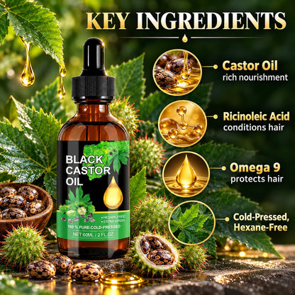 Key ingredients – castor oil, ricinoleic acid, omega 9, cold-pressed and hexane-free