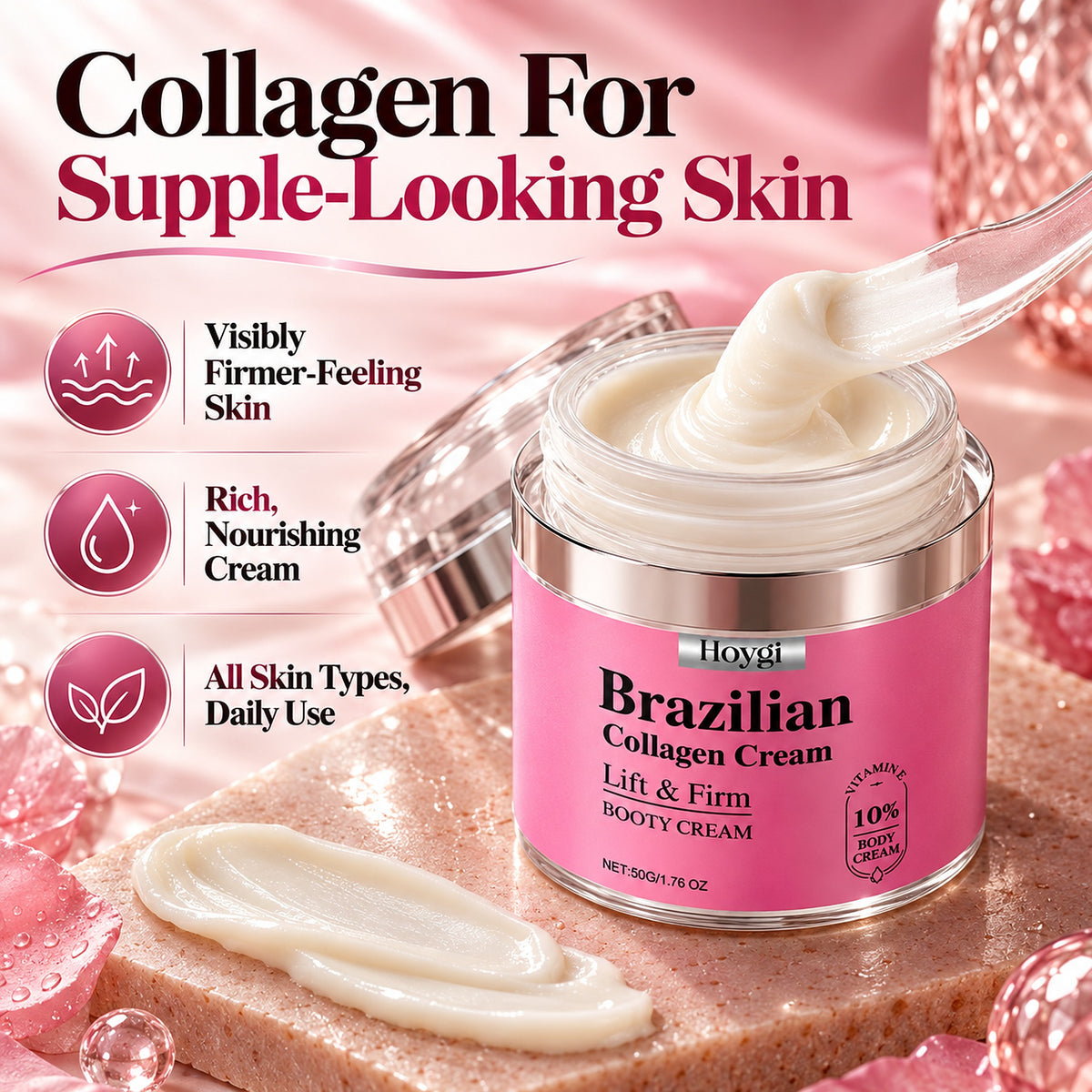 Collagen for supple-looking skin – visibly firmer-feeling skin, rich nourishing cream for all skin types