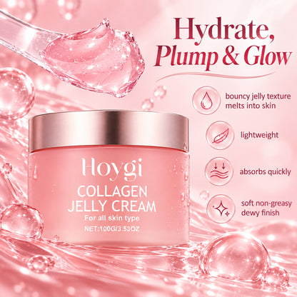 Hydrate, plump and glow: bouncy, lightweight pink jelly texture that absorbs quickly