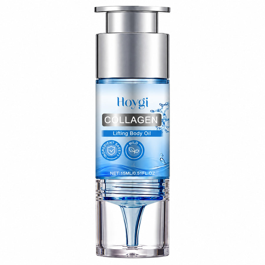 Hoygi Collagen Lifting Body Oil 15 ml pump bottle on white