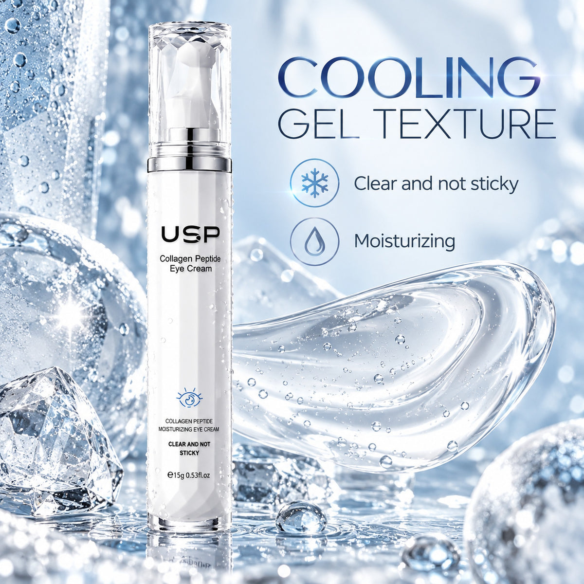 Cooling clear gel texture, clear and not sticky, moisturizing