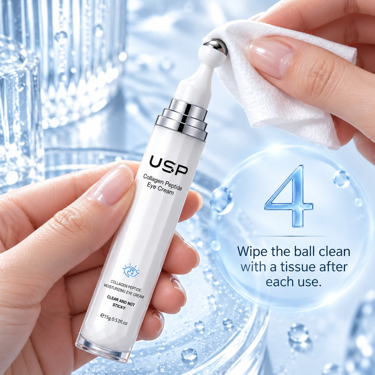 Step 4: wipe the ball clean with a tissue after each use