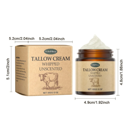 Whipped Tallow Cream – Unscented Daily Moisturizer, 60g