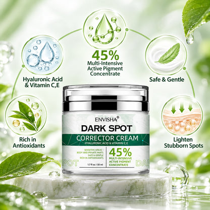 45% multi-intensive active pigment concentrate, hyaluronic acid and vitamin C, E, safe and gentle, lighten stubborn spots