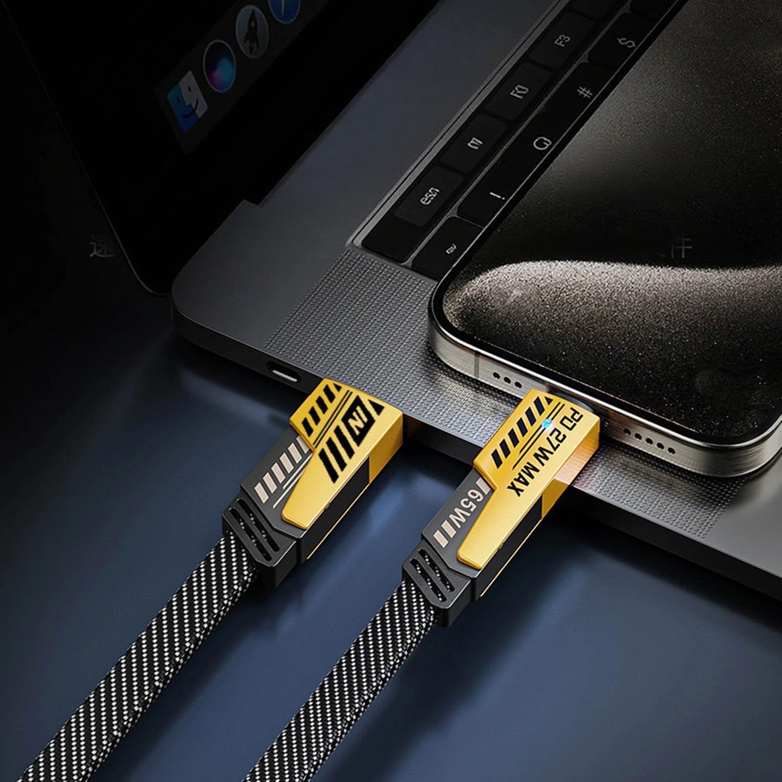 4-in-1 Fast Charging 47in Braided Cable 65W USB-C/USB-A for Iphone Android Tabletex international