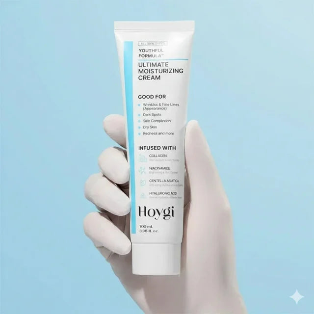Korean Face Cream with Centella & Collagen - Intensive Moisturizer for Fine Lines, Wrinkles, Dry Skin, Redness - 100ml Hoygi