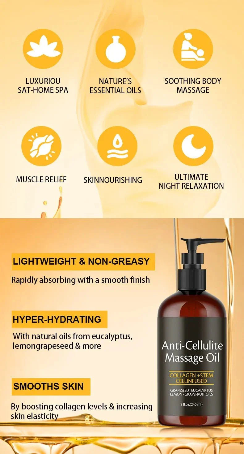 Body Massage Treatment Oil 240ml with wooden massage tool set