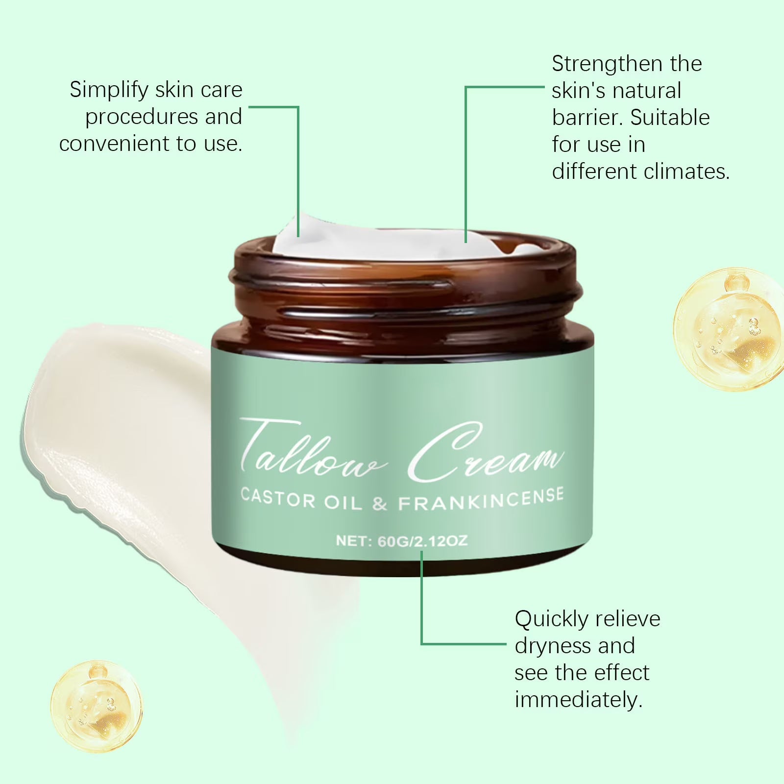 Tallow Cream — Castor Oil & Frankincense Deep Nourishing Formula ( – rich, fast-absorbing cream texture