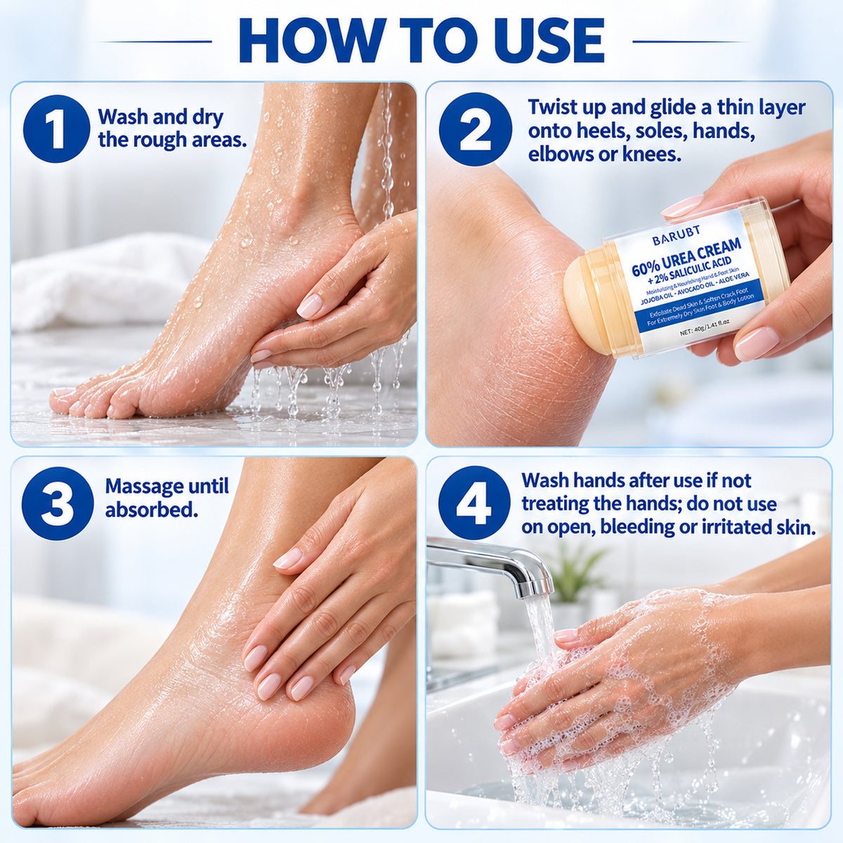 How to use the urea cream stick in 4 steps
